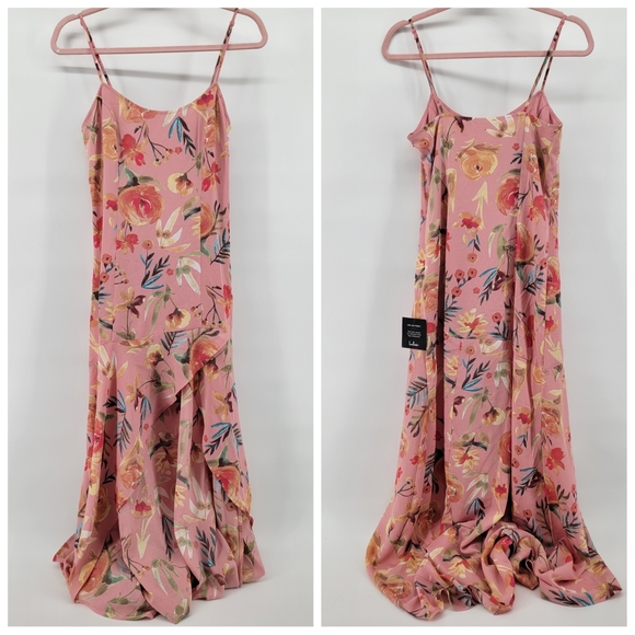 Lulu's Zinnia Blush Pink Floral Print High-Low Maxi Dress - Picture 2 of 5